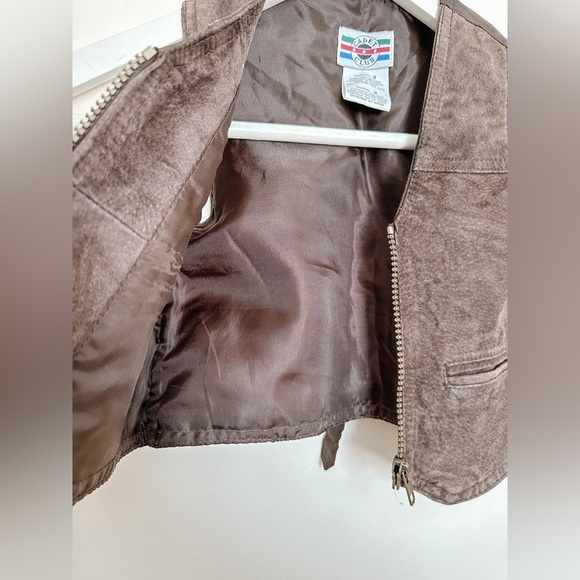 Kids Suede Leather Zip Up Vest -“ Cadet Club” Brown - Size 3T - Picture 3 of 5